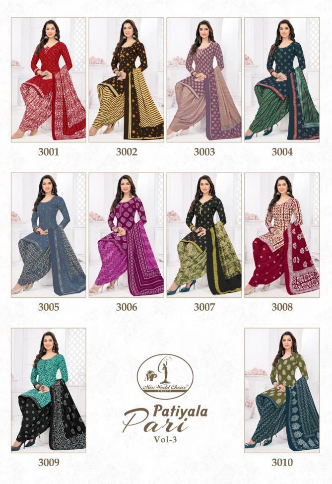 Miss World Choice Patiyala Pari 3 Printed Cotton Dress Material